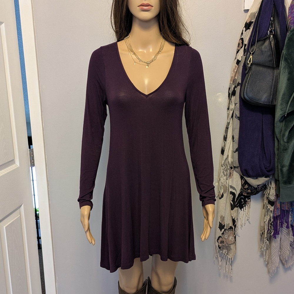 Express purple v neck trapeze dress